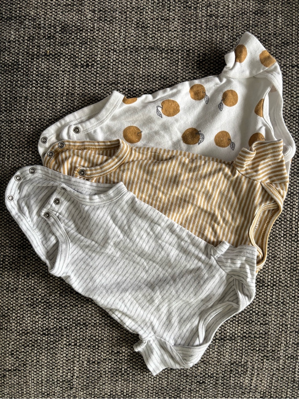 Set of 3-Carter's White and Mustard Yellow Baby One-Piece Bodysuits
